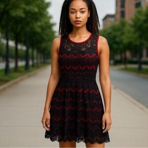 ROMEO & Juliet Couture Black & Red Dress Pullover Size M ❤️